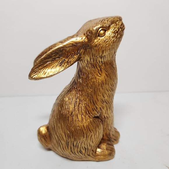 Gold Tone Easter Bunny Rabbit Figurine Target Retro Antique Style Bullseye Decor - Picture 11 of 12